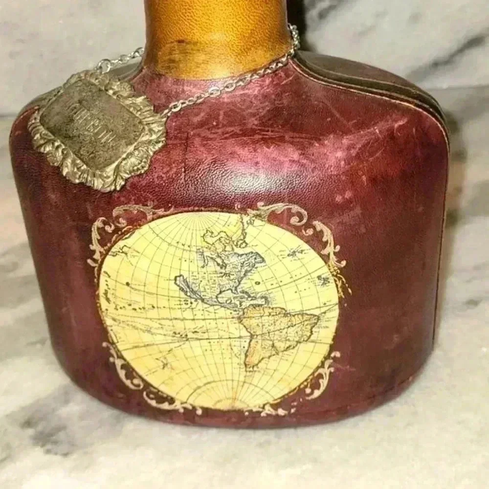Decanter decorative empty Leather Map Decor Bourbon bottle